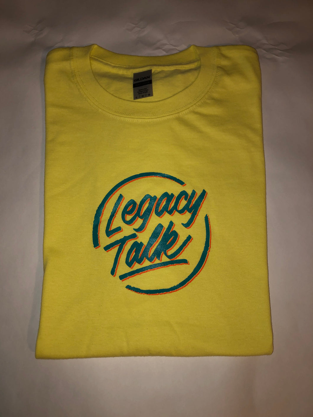 Cornsilk Yellow T-shirt, Blue Logo