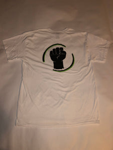 White T-shirt, Black Fist Logo