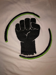 White T-shirt, Black Fist Logo